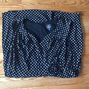 Adrianna Papell Polka Dot Dress with Floral Detail